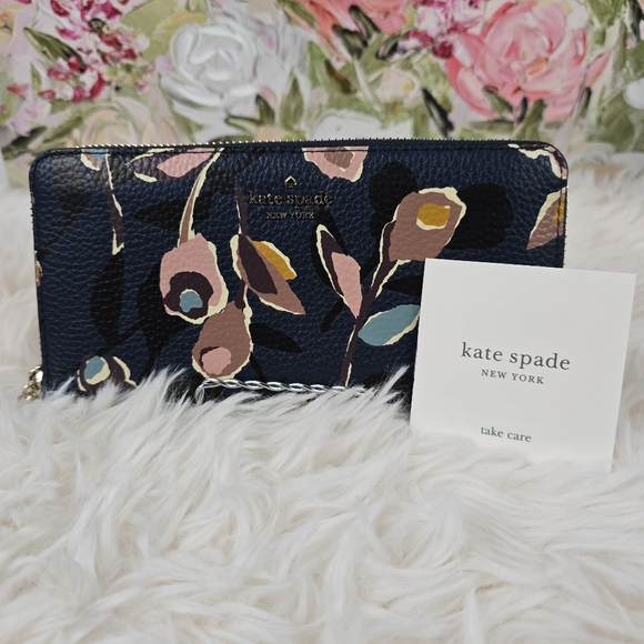 Kate Spade Zip Around Wallet Briar Lane Paper Rose - Picture 14 of 15